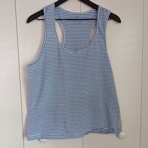 Primary Grown-ups Lounge Tank in vintage blue stripe